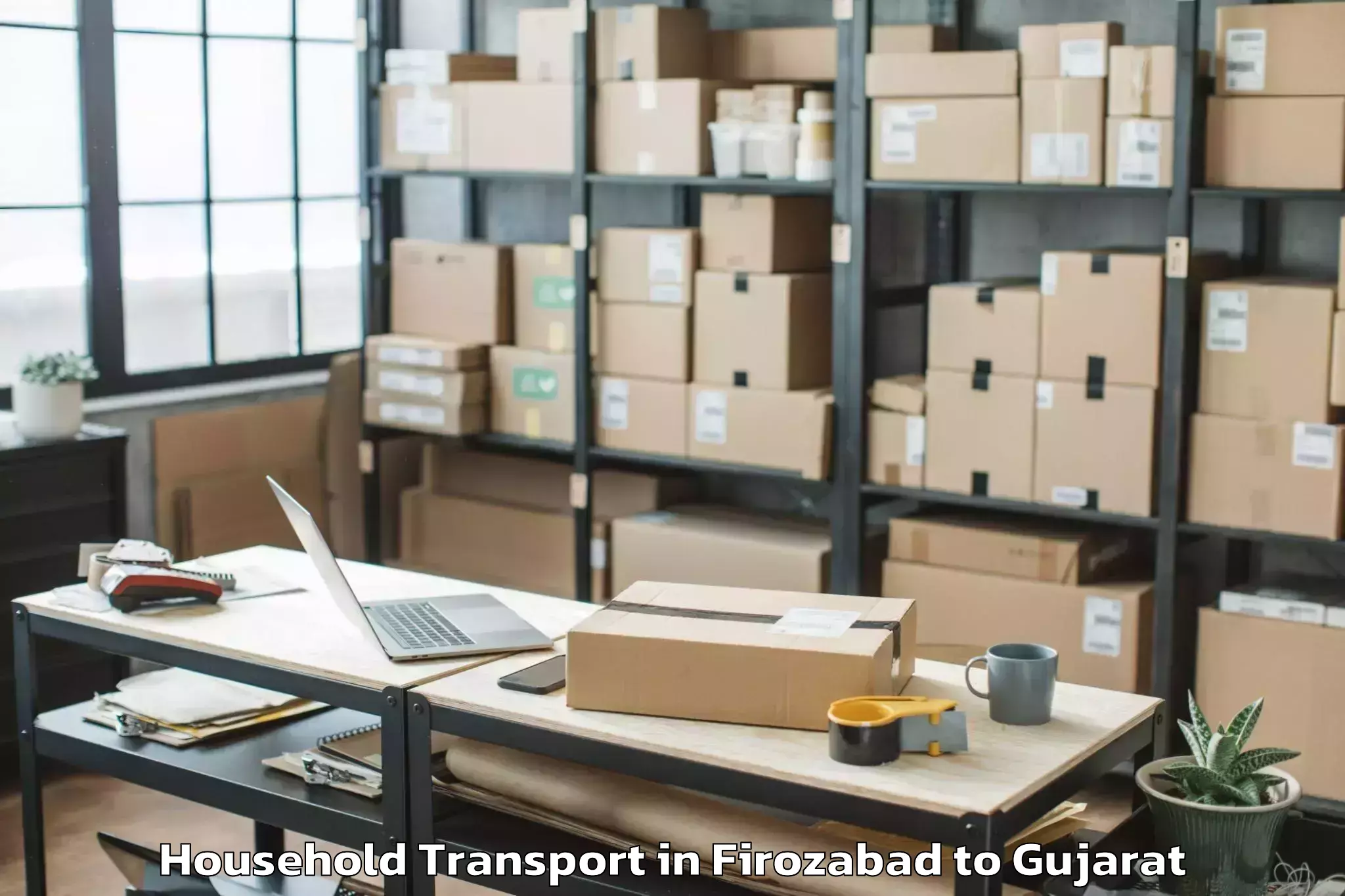 Reliable Firozabad to Khambhat Household Transport